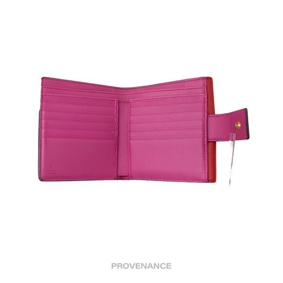 🔴 Gucci Trifold Snap Wallet - GG Supreme Red/Pink - Picture 7 of 11